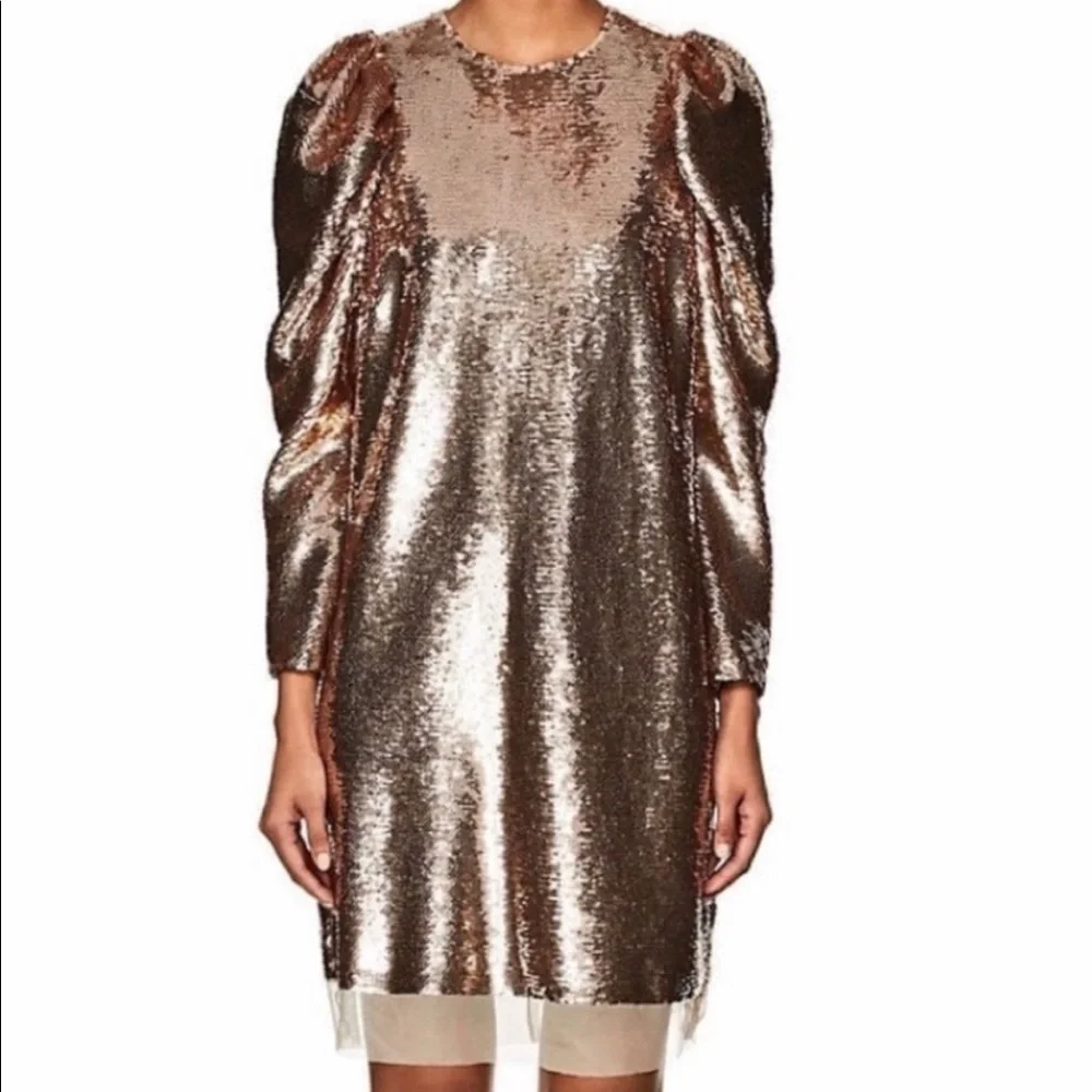 ULLA JOHNSON ROSE GOLD NEPTUNE SEQUIN DRESS - Picture 3 of 5